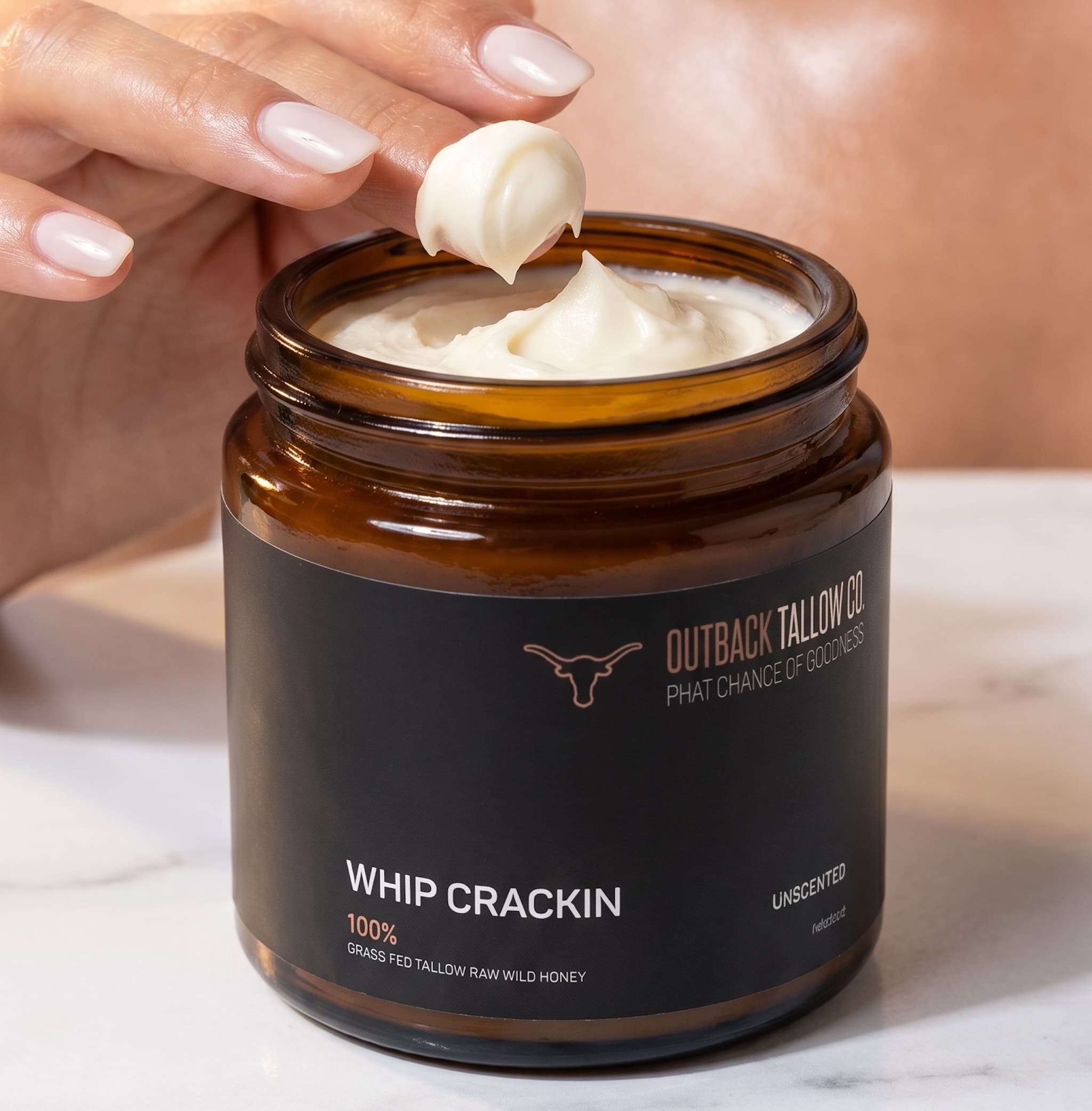 Whip Crackin whipped grass-fed beef tallow balm texture close up – Outback Tallow Co Australia